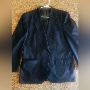 Vintage Burberry Men's Pure New Wool Navy Blue Blazer Jacket Size L